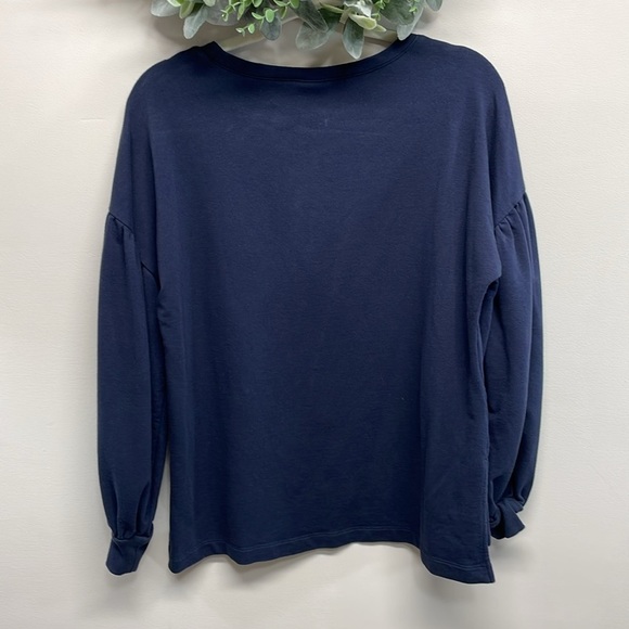 a.n.a. Long Puff Sleeve Raglan Navy Sweatshirt M - Picture 2 of 15